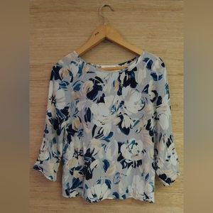 Yumi Kim Long Sleeve Blue and White Silk Shirt (S)